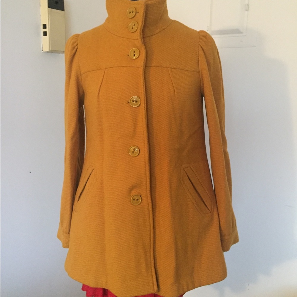 H&M Mustard Yellow Button Up Jacket woman size 8